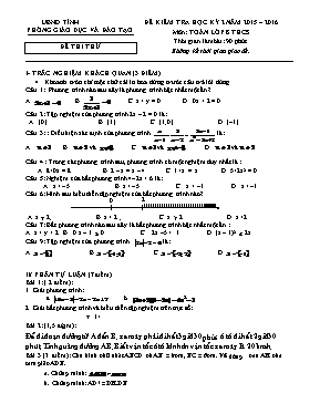 Đề thi thử học kỳ II môn Toán Lớp 8
